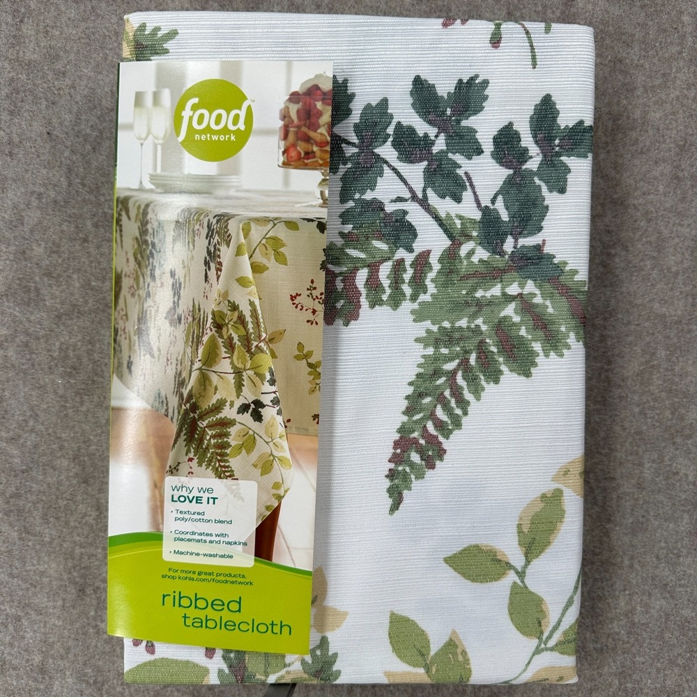 Food Network 60 x 84" Ribbed Oblong Tablecloth‎ - Botanical Fern
